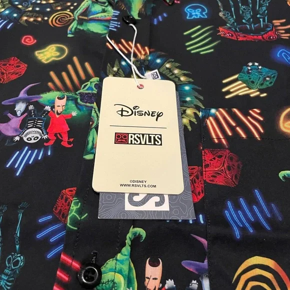 NWT RSVLTS Disney Nightmare Before Christmas ‘Oogie’s Turn to Boogie’ Button Up - Picture 7 of 10